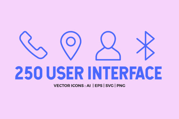 250 User Interface Line Icons for Embroidery