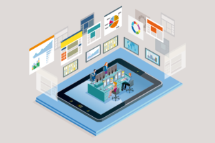 Analyst Workers at Large Desks: Graphics & Illustrations