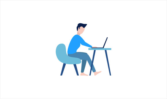 Flat Illustration a Male Freelancer: Graphics for Crafters