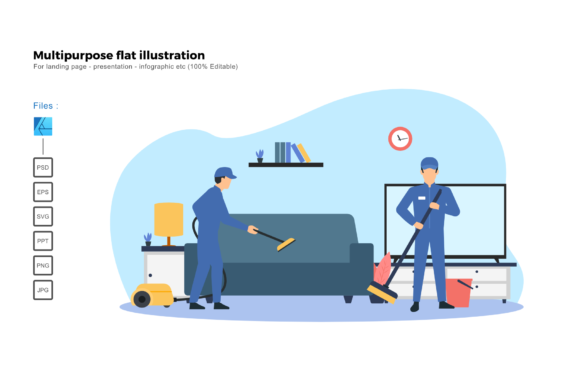 Flat Illustration Cleaning Service Graphics Review