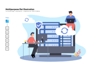 Flat Illustration Cloud Hosting Graphics Review