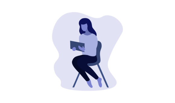 Flat Illustration Girl Holding Tablet: Graphics Review