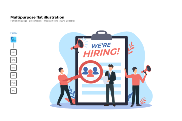 Flat Illustration Hiring Teams Graphics Review
