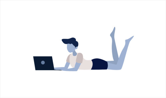 Flat Illustration Man with Laptop Graphics Review