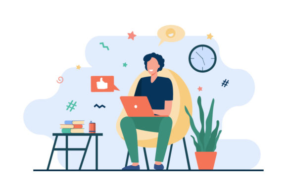 Flat Illustration People Are Studying-2: Graphics Review