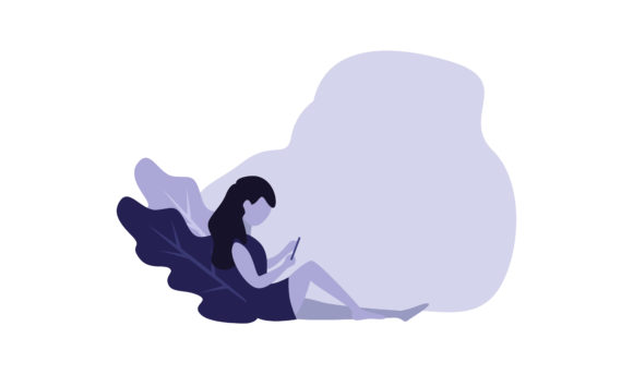 Flat Illustration Sitting with a Gadget: An Embroidery Review