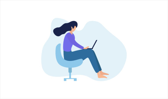 Flat Illustration Sitting with a Laptop: Graphics Review