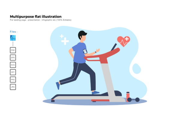 Flat Illustration Treadmill Graphics for Commercial Use