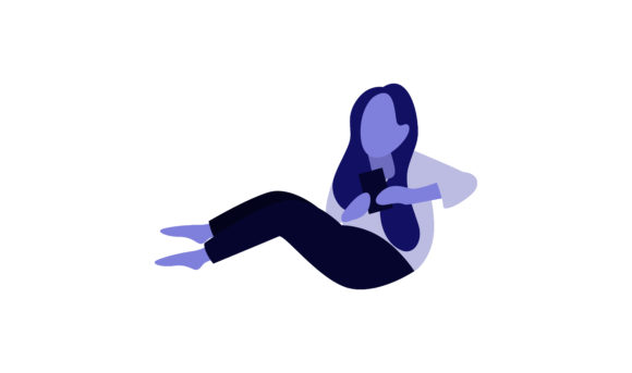 Flat Illustration Woman Holding a Gadget: Graphics Review