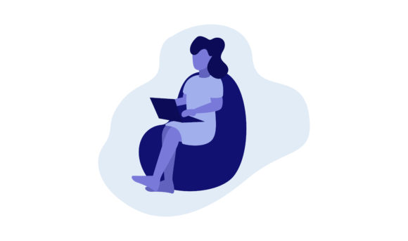 Flat Illustration Woman Sitting at Home: Graphics Review