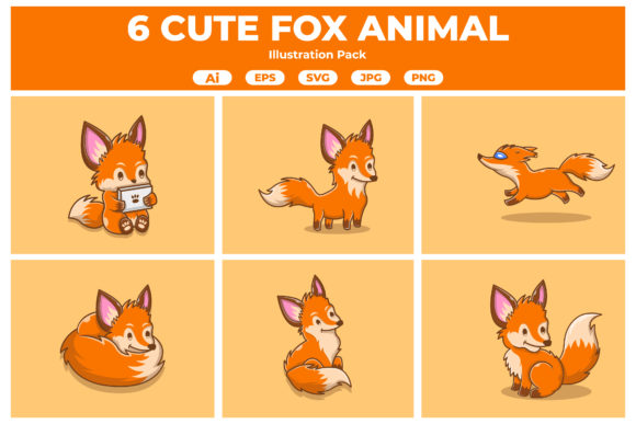 Fox Cute Cartoon Animal Collection: Graphics & Illustrations