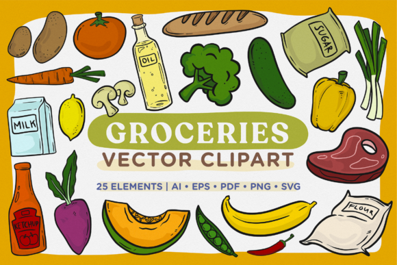 Groceries Vector Clipart Pack: Graphics & Illustrations Review