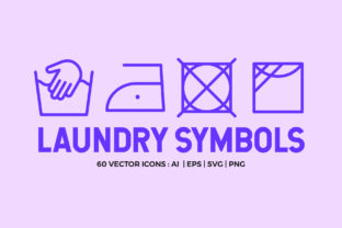 Laundry Symbols Line Icons: Graphics for Editorial Use