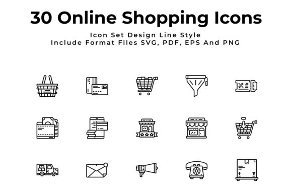 Online Shopping Icon Set Line Style Graphics & Icons