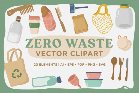 Zero Waste Vector Clipart Pack: Eco Graphics & Illustrations